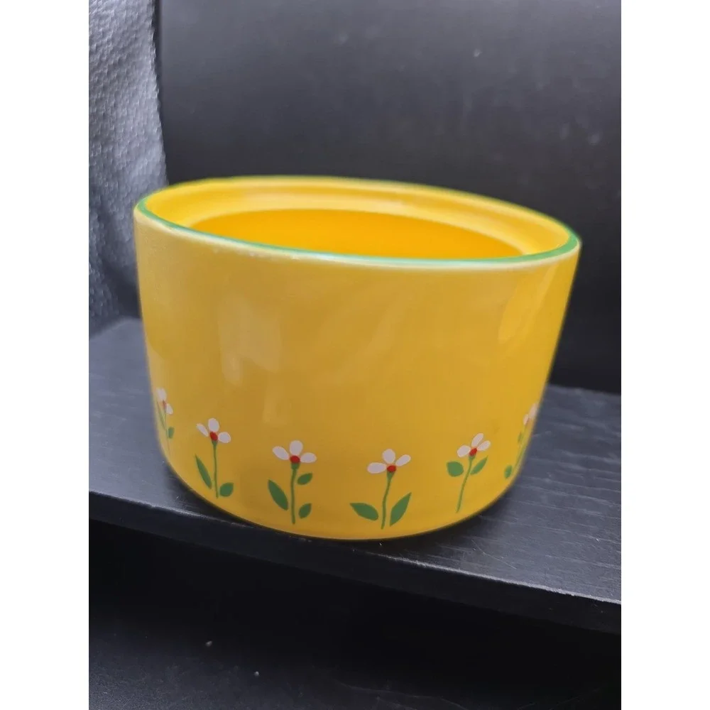 Vintage Teleflora Yellow Daisy Planter 1985 Flowers Sugar Decor Spring